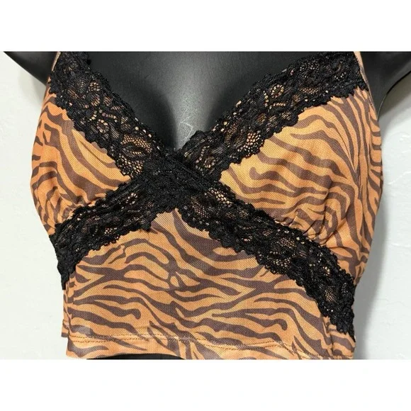 Adika Women's Animal Print Brown and Black Crop top Size L - Picture 3 of 8